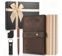 Resurhang Juego de diario de cuero, A5, recargable, vintage, cuaderno de 3 piezas con bolígrafo, vintage, hecho a mano, regalos de Año Nuevo para hombres y mujeres, escritores de poesía, negocios