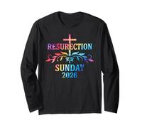 Resurrection Sunday 2026 Cross Colorful Easter Design Manga Larga