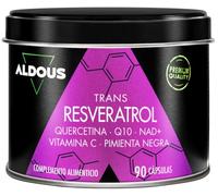 Resveratrol 600mg + NAD+, Vitamina C, Q10, Quercetina, Pimienta negra | 98% Puro 45 días - Dientes, Piel y Huesos sanos - Para la formación de Colágeno - Sin gluten, vegano - ALDOUS