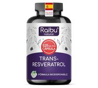 Resveratrol Alto en Dosis - 525 mg de Trans Resveratrol por Cápsula (de un 98% de Fallopia Japonica) - Máxima Absorción con Piperina - Vegano, Sin Aditivos - Antioxidante & Antiedad, 60 Cápsulas