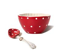 RESVUGA Cuencos pequeños de sopa de setas. Cerámica mate de seguridad de 4.3'' cuencos de arroz, par con cuchara de champiñones linda para usar para pasta, ensalada, pasta para más.