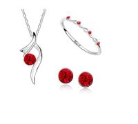 Resweky La moda para la perforación de agua Collar de cristal Set para pendientes 3pcs brillante Collar de cristal austriaco Pulsera de las mujeres, Tamaño libre, Metal, No aplicable