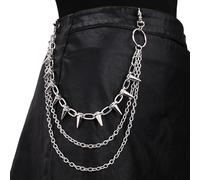 Resweky Multi-layer Rivet Pants Chain Hip Hop Gothic Punk Tassel Trouser Chain Metal Waist Chain Wallet Chain Body Jewelry for Women and Men Gifts, L, Aleación, No es una piedra preciosa