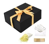 Retail Pak Caja de regalo magnética plegable negra con cierre de cinta, diseño grande y resistente para regalos de lujo, bodas y cumpleaños