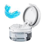 Retainer Cleaner Case, Denture Bath Cleaner, Orthodontic Retainer Cup, Braces Cleaning Container with Drain Tray, 3.74x3.74x2.76in Portable Aligner for Adults