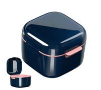 Retainer Cleaner Case, Denture Container, Portable Aligner Case with Drain 3.82x3.46in, Authentic & Compact, Convenient Cleaning Holder for Home, Travel, Oral Care