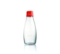 Retap ApS Botella de Agua Ecológica RETAP 0,5 L con Tapón Rojo, Vidrio de borosilicato, 7.5 cm