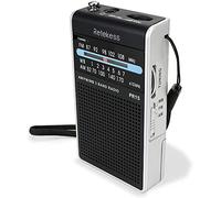 Retekess PR15 Radio meteorológica NOAA de Bolsillo, Radio AMFM de Emergencia portátil, Radio de Transistor pequeño Alimentado por batería AAA para Caminar, Acampar (Negro Plateado)