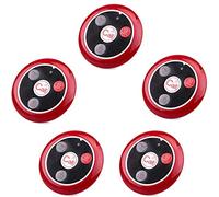 Retekess T117 Sistema de Buscapersonas, Botón de Llamada Inalámbrico, 4 teclas de Función, Resistente al Agua, para Reloj T114 Screen TD106 o Reloj T128, Restaurante, Hotel, Bar (5 Botones de Llamada)