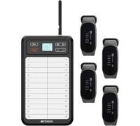 Retekess TD037 Sistema de localizador de restaurantes, sistema de llamadas de camarero y beepers con tablero de escritura de 24 teclas, IPX7 impermeable, receptor de 4 pulseras compatible con todos