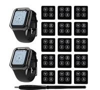 Retekess TD113 Sistema de Llamadas Inalámbricas, Buscapersonas Restaurante, IPX67 Waterproof, Long Standby Time,Magnetic Charging,2 Watches 15 Call Buttons for Restaurant, Waitress, Hot