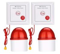 Retekess TH103 Sistema de Alarma, Alarma de Seguridad Estroboscópica de 3 LED, Sistema de Llamada con Cuerda de Tracción para Almacén, Centro Comercial, Escuela, Fábrica (2 Botones + 2 Receptor)