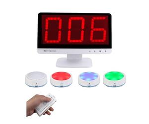 Retekess TM101 Zumbador con Luz y Sonido, Zumbador para Juegos de Preguntas, Zumbador Conectado Añade hasta 32 Botones, Alcance de 80 m, para Juegos en Casa o en Clase (Pack de 4)