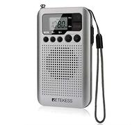 Retekess TR106 Radio Portátil Pequeña,Transistor FM Am,Digital de Bolsillo,Temporizador para Dormir,Botón de Bloqueo,AAA Pilas,Estación de Memoria, (Plata)
