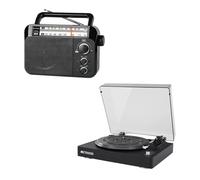Retekess TR604 Radio Portátil Bundle with TR643 Tocadiscos, Radio Am FM,Perilla Grande, 33/45/78 RPM, Conexión Inalámbrica, Salida RCA, Entrada AUX, Adecuado para Amantes de la Músicwu