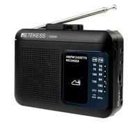 Retekess TR606 - Reproductor de casete grabador de cinta, reproductores de casete AM FM, soporta línea de voz/AUX en grabación, alimentado por batería CC o AA (negro)