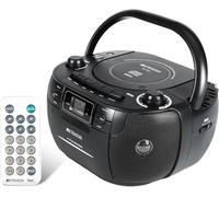 Retekess TR621 Radio CD Reproductor, Radio Cassette Portátil(Negro) | para Acompañar a Familiares y Amigos, Fiestas, FM/AM, Grabación, USB/TF/Auriculares, Control Remoto