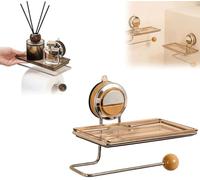 retención de Rollo de Papel higiénico montado en l 2 Soportes for Papel higiénico con Ventosa de Acero Inoxidable y Estante, sin Taladro, for baño.(B,1PCS)