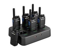 Retevis B64 Walkie-talkies, Cargador de 6 Vías, Radio Bidireccional con Cancelación de Ruido IA Bilateral, Auriculares Profesionales Resistentes y Listos para Usar, para Bares (Negro, Paquete de 6)