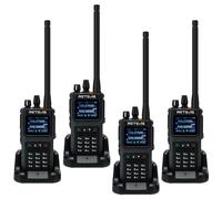 Retevis C1 Walkie Talkie Largo Alcance, Ham Walkie-Talkie Profesional, IP67 Impermeable Llamada Grupal Reducción de Ruido, Doble Banda 1800mAh Walkie Talkie Recargable para Fábrica (Negro, 4 Pieza)