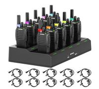 Retevis H777 Walkie Talkie con Auricular, Profesional Walkie-Talkie con Cargador de 6 Ranuras, PMR446 Radio Sin Licencia, VOX, USB-C Walkies con Auricular para Comercial y Seguridad (Negro, 10 Pcs)