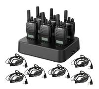 Retevis H777D Walkie Talkie con Auricular, PMR446 Walkie-Talkie Profesional con Cargador de 6 Vías, Pantalla LCD, Botón, Radio Bidireccional Portátil para Tiendas, Seguridad (Negro, 6 Pcs)