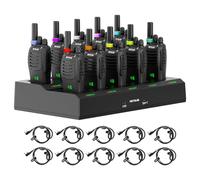 Retevis H777H Walkie Talkie with Display, Walkies con Cargador de 10 Vías, Recargable Walkie-Talkie USB-C, PMR446 Radio Profesional de Dos Vías con Auricular para Seguridad, Comercial (Negro, 10Pcs)
