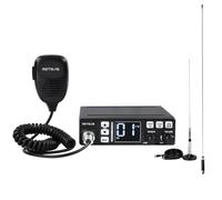 Retevis MB63 CB Radio, Emisora, Kit Completo con Antena, Pantalla LCD, Am/FM, ANL, Función PA, VOX, SQ/ASQ, EMG CH9/19, Radio CB Portátil para Coche(1 Pieza,Negro)