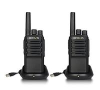 Retevis NR610 Walkie Talkie Profesional, Reducción de Ruido AI, Portátil Recargable USB-C 1200mAh, PMR446 Sin Licencia, VOX para Senderismo, Montañismo (2 Pcs, Negro)