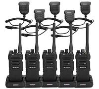 Retevis NR630 Walkie Talkie Largo Alcance, Walkie Talkie Impermeable IP67, Llamada de Grupo, 2800 mAh Recargable Walkie Talkies con Micrófono de Hombro para Sitio de Construcción (Negro, 5 Unidad)