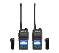 Retevis RB658 Walkie Talkie App, 1800 mAh, Cancelación de Ruido IA, Pantalla LCD, Auricular Inalámbrico, Walkie Talkies para Flotas, Conducción de Vehículos (2Piezas, Negro)