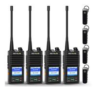 Retevis RB658 Walkie Talkie Bluetooth, Configuración de App, Llamada Grupal, USB C, 1800 mAh, IP54, Clon Inalámbrico, Walkie Talkie con Auricular Inalámbrico para Minoristas (4Piezas, Negro)