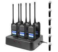 Retevis RB658 Walkie Talkies para Adultos, Auricular Inalámbrico, Cargador de 6 vías, Conexión de App, 1800 mAh, Pantalla de 1,77 Pulgadas, para la Escuela, Seguridad (6Piezas, Negro)