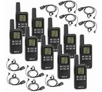Retevis RB667 Walkie Talkie Profesional Recargable Con Auriculares, Llamada Grupal PMR446 1600 mAh VOX, Mini Largo Alcance Para Escuela, Hotel (10 Piezas, Negro)
