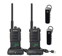 Retevis RB689 Walkie Talkie Profesional,Inalámbrico Robusto Radio de Dos Vías de Alta Potencia, 2600mAh, VOX, Walkie Talkie de Largo Alcance para la Seguridad (2 Paquetes con Auriculares Inalámbrico)