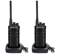Retevis RB85 Walkie Talkie Largo Alcance, Walkies Talkies Profesionales 16 Canales 2000mAh, Walkie Talkie Recargable con Cargador USB (Negro, 2 Pieza)