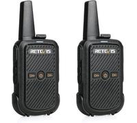 Retevis RT15 Walkie Talkie, Portátil Walkies Profesional 16 Canales, Sonido Claro, VOX, Mini Walkie Talkie Recargable de Largo Alcance para Regalos Familiares, Restaurante (Negro, 1 Par)