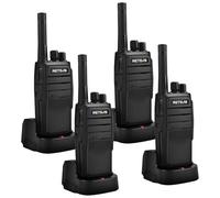 Retevis RT21 Walkie Talkie Portátil, Radio Bidireccional de 16 Canales con Base VOX o Carga Tipo C, 1200 mAh, Recargable para Planificación de Festivales, Comunicación de Seguridad (Negro, 4 Piezas)
