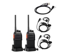 Retevis RT24 Walkie Talkie Recargable Bundle with Cable de Programación USB, Estándar K 2 Pin, PMR446 sin Licencia con Pinganillo, Cargador USB, para Adultos, Senderismo (1 Par + 1 Cable)