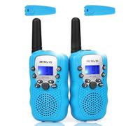 Retevis RT388 Walkie Talkie Niños,Juguetes de Largo Alcance de 3 a 12 Años,Linterna LCD de 8 Canales, Regalos para Camping, Aventura, Senderismo (1 par, Azul)