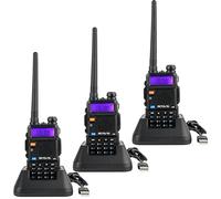 Retevis RT5R Walkie Talkie Doble Banda, Radio Bidireccional FM 128 Canales Largo Alcance, Radio Portátil Profesional de Mano para Seguridad, Caza (Negro, 3 Piezas)