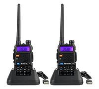 Retevis RT5R Walkie Talkie Profesional, Banda Dual Largo Alcance 2 Vías Radio con Cargador de USB, 128 Canales Radio VOX FM Transceptor Portátil de Mano para Almacén, Caza (Negro, 2 Piezas)