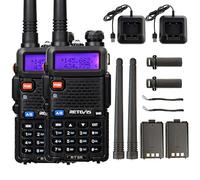 Retevis RT5R Walkie Talkie Profesional, Largo Alcance Walkie Talkie Doble Banda con Cargador de USB, 128 Canales Radio VOX FM Walkies Portátil de Mano para Almacén (RT5R (2 Piezas))