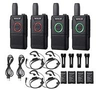 Retevis RT618 Walkie Talkie con Auriculares, Mini Radio PMR446, Radio PTT Doble, 16 Canales, VOX, Emergencia, Walky Talky para Atención Domiciliaria, Residencia de Ancianos (Negro, 4 Piezas)