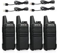 Retevis RT622 Walkie Talkie, Mini Walkie Recargable, PMR446 Licencia Libre, VOX Squelch CTCSS/DCS, Emergencia Walkie-Talkie Profesional para Adultos, Colegio (Negro, 4 Piezas)