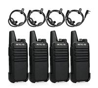 Retevis RT622 Walkie Talkie, PMR446 Licencia Libre con Auriculares 2 Pares | 16 Canales CTCSS/DCS Radio Bidireccional, Escaneo Monitor VOX, Walkie Recargable para Viajar,Cámping
