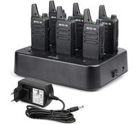Retevis RT622 Walkie Talkie, PMR446 Profesional Walkie Talkie con Cargador de 6 Vías, 16 Canales, VOX CTCSS/DCS, Recargable Walkie Largo Alcance para la Escuela, Restaurantes (Negro 6 Packs)