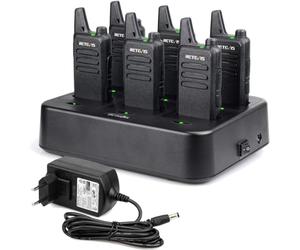 Retevis RT622 Walkie Talkie Profesional, PMR446 Walki Talkies Carga Multipuerto 6 en 1, 113g Pequeño y portátil, Sonido Claro, VOX, Walkie Restaurante, Hosteleria, Hotel (6 Unidades, Negro)