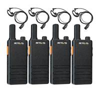 Retevis RT622P Walkie Talkie, Ultrafino Walkie-Talkie Profesional 15mm, PMR446, USB-C, VOX, 1620 mAh, Recargable Walkie Talkies con Auriculares para Restaurante, Minorista, Escuela (4 Piezas, Negro)