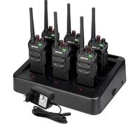 Retevis RT648 Walkie Talkie IP67 Impermeable, Radio Profesional de Dos Vías con Cargador de 6 Vías, PMR446, Walkie Talkie Resistente para el Sitio de Construcción, la Escuela (6 Piezas, Negro)
